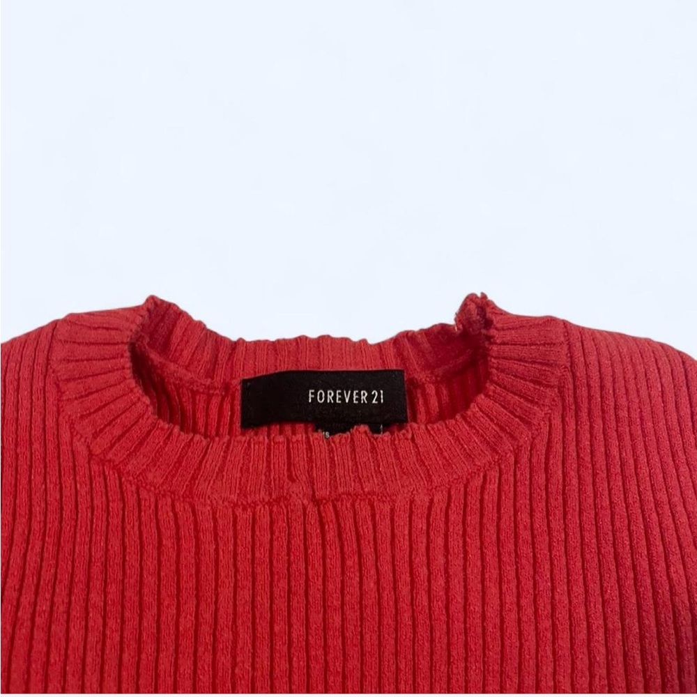 Red Ribbed Women's Sweater - Picture 2 of 3